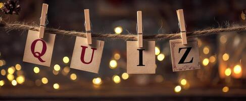 The Creative Quiz Display with Illuminated Background and Rustic Charm photo