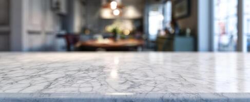 The elegant marble countertop in a modern kitchen setting. photo
