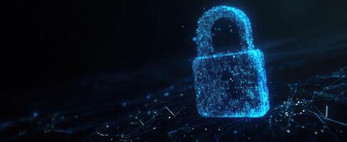 The Digital Lock Representing Cyber Security in a Virtual Environment photo