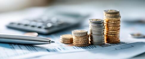 The stack of coins representing financial growth and investment strategies. photo