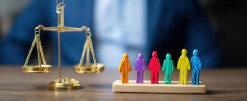 The colorful representation of justice and equality in a legal context. photo