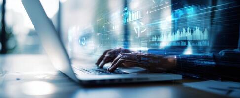 The Laptop with Dynamic Data Visualizations and Active User Interaction photo