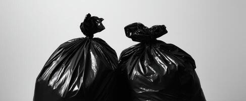 The black garbage bags symbolizing waste management and cleanliness challenges. photo
