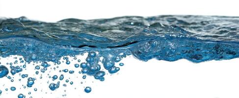 The shimmering surface of water adorned with bubbles and waves photo