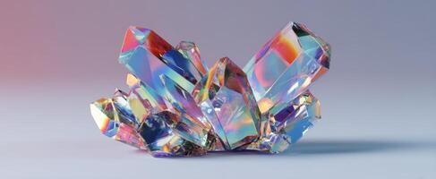 The Beautiful Rainbow Crystal Cluster Glimmering in Soft Light photo