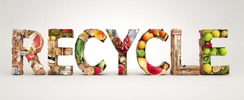The Recycle Message Shown Through Colorful Fruits and Natural Materials photo