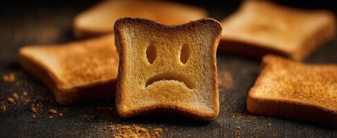 The Toast with a Sad Expression amongst Other Slices of Bread photo