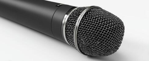 The dynamic black microphone with modern design for performances and recordings. photo