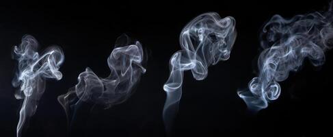 The elegant dance of wispy smoke against a dark background photo