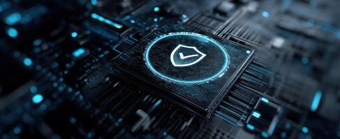 The Advanced Shield Protecting Data in a Futuristic Digital Landscape photo