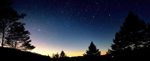 The breathtaking night sky filled with stars over a tranquil landscape. photo