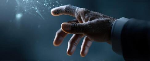 The Hand Reaching for a Digital Connection in a Futuristic World photo