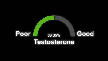 Testosterone hormone speedometer indicators animation isolated on black background video