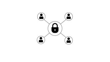 Global data communication Security icon animation isolated on black background video