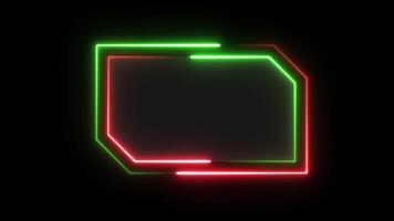 Neon square rectangle frame icon animation isolated on black background video