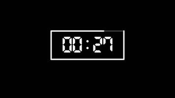 30 seconds countdown timer rectangle shape animation isolated on black background video