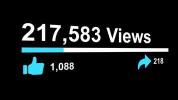 Social Media Views, like and share Counting animation isolated on black background video