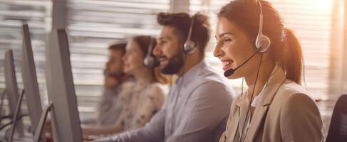 The dynamic call center team delivering exceptional customer service experiences. photo
