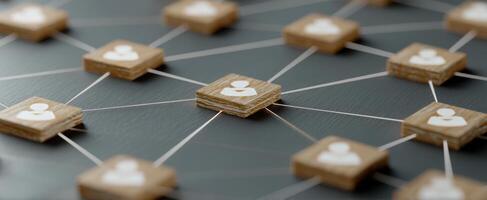 The network of interconnected user icons showcasing digital communication and collaboration photo