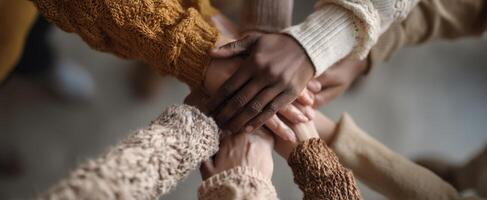 The hands of unity and collaboration forming a supportive connection. photo