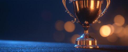 The Elegant Trophy Shining Against a Soft Bokeh Background photo