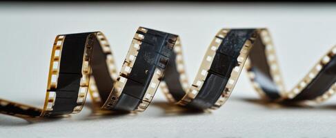 The intricate design of a vintage film strip flowing gracefully. photo