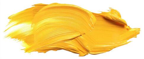 The vibrant yellow paint stroke highlighting artistic creativity and expression. photo