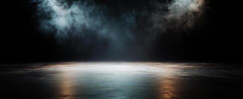 The Enigmatic Atmosphere of Smoke and Light on a Dark Stage photo