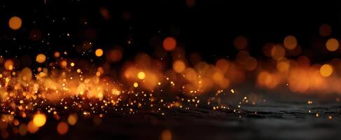 The captivating display of glowing sparks and particles in a dark backdrop. photo