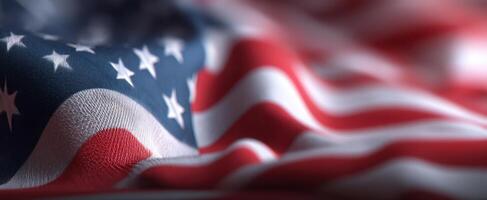 The American flag waving gracefully in vibrant colors and textures. photo