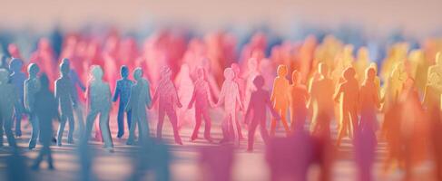 The colorful gathering of diverse figures symbolizing unity and connection. photo