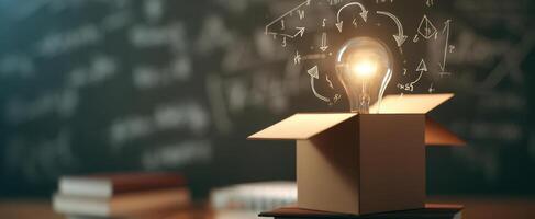 The Lightbulb Emerging from a Box Symbolizing New Ideas and Innovation photo