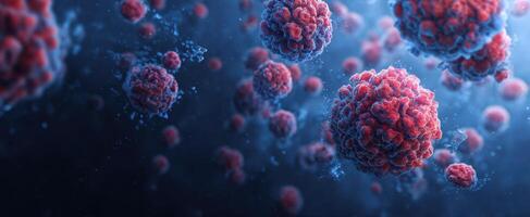 The vibrant depiction of viruses in an abstract microscopic world. photo