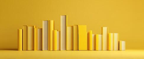The vibrant arrangement of yellow books against a minimal backdrop. photo