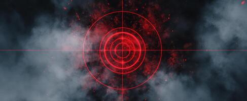 The striking red target amidst a dramatic smoky background photo