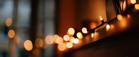 The Warm Glow of Decorative String Lights Enhancing Home Ambiance photo
