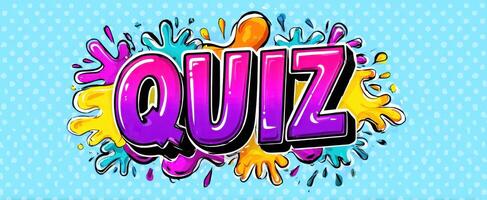 The vibrant and artistic representation of a quiz concept with playful splashes. photo