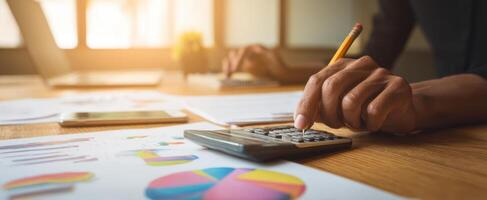 The detailed workspace featuring charts and calculations for financial analysis. photo