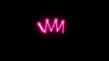Bright Neon Light Illuminating a Black Background With a crown Shape During a Creative Display video