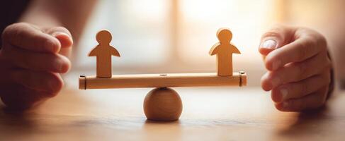 The Balance Between Two Figures Representing Cooperation and Fairness photo