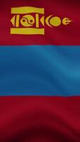Mongolia Waving Flag in Vertical Orientation. Realistic Flag Animation. Seamless Loop Background. video