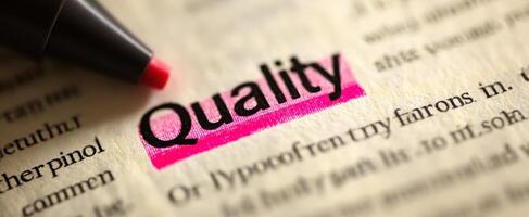 The Highlighted Word 'Quality' in a Dictionary Definition photo