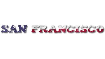 San Francisco Text with USA Flag Waving Inside. Seamless Loop Animation on Transparent Background. video
