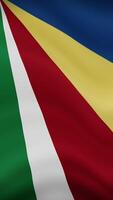 Seychelles Waving Flag in Vertical Orientation. Realistic Flag Animation. Seamless Loop Background. video