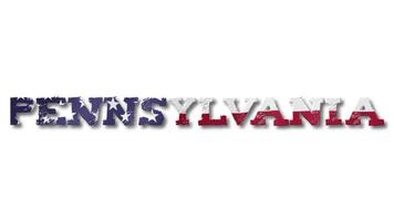 Pennsylvania Text with USA Flag Waving Inside. Seamless Loop Animation on Transparent Background. video