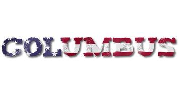 Columbus Text with USA Flag Waving Inside. Seamless Loop Animation on Transparent Background. video