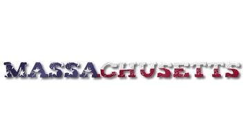 Massachusetts Text with USA Flag Waving Inside. Seamless Loop Animation on Transparent Background. video