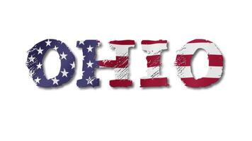Ohio Text with USA Flag Waving Inside. Seamless Loop Animation on Transparent Background.. video