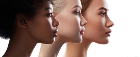 The profiles of diverse women showcasing beauty and cultural richness. photo