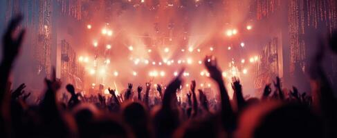 The captivating atmosphere of a lively concert with an enthusiastic audience photo